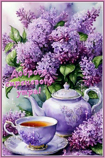Анимированная открытка Доброго сиреневого утра!