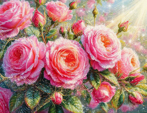 Анимированная открытка Розы