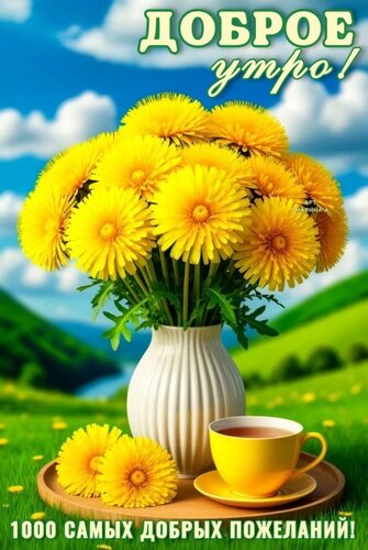 Открытка ДОБРОЕ УТРО! 1000 САМЫХ ДОБРЫХ ПОЖЕЛАНИЙ!