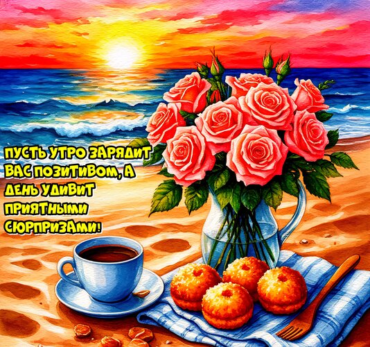Открытка Пусть утро зарядит вас позитивом, а день удивит приятными сюрпризами!
