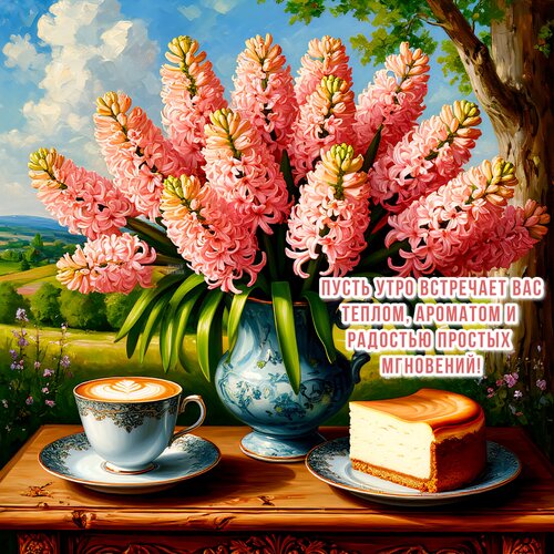 Открытка Пусть утро встречает вас теплом, ароматом и радостью простых мгновений!