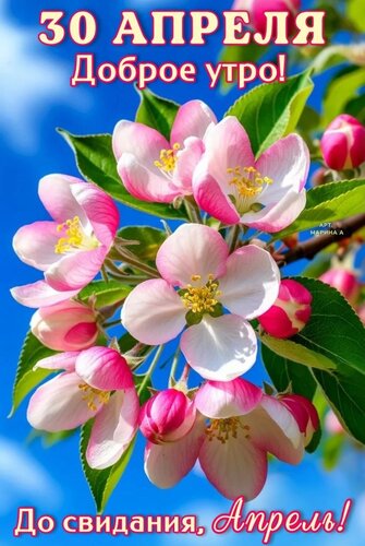 Открытка 30 АПРЕЛЯ. ДОБРОЕ УТРО. ДО СВИДАНИЯ, АПРЕЛЬ!