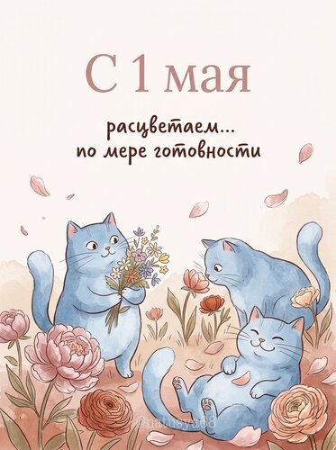 Открытка С 1 мая. Расцветаем по мере готовности!