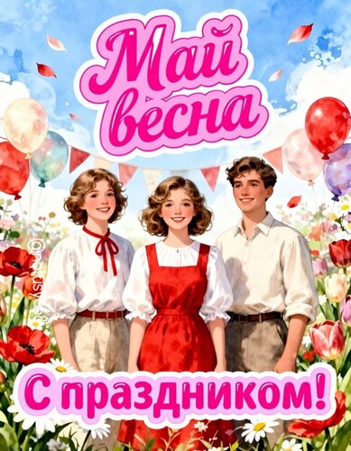Открытка Май. Весна. С праздником.