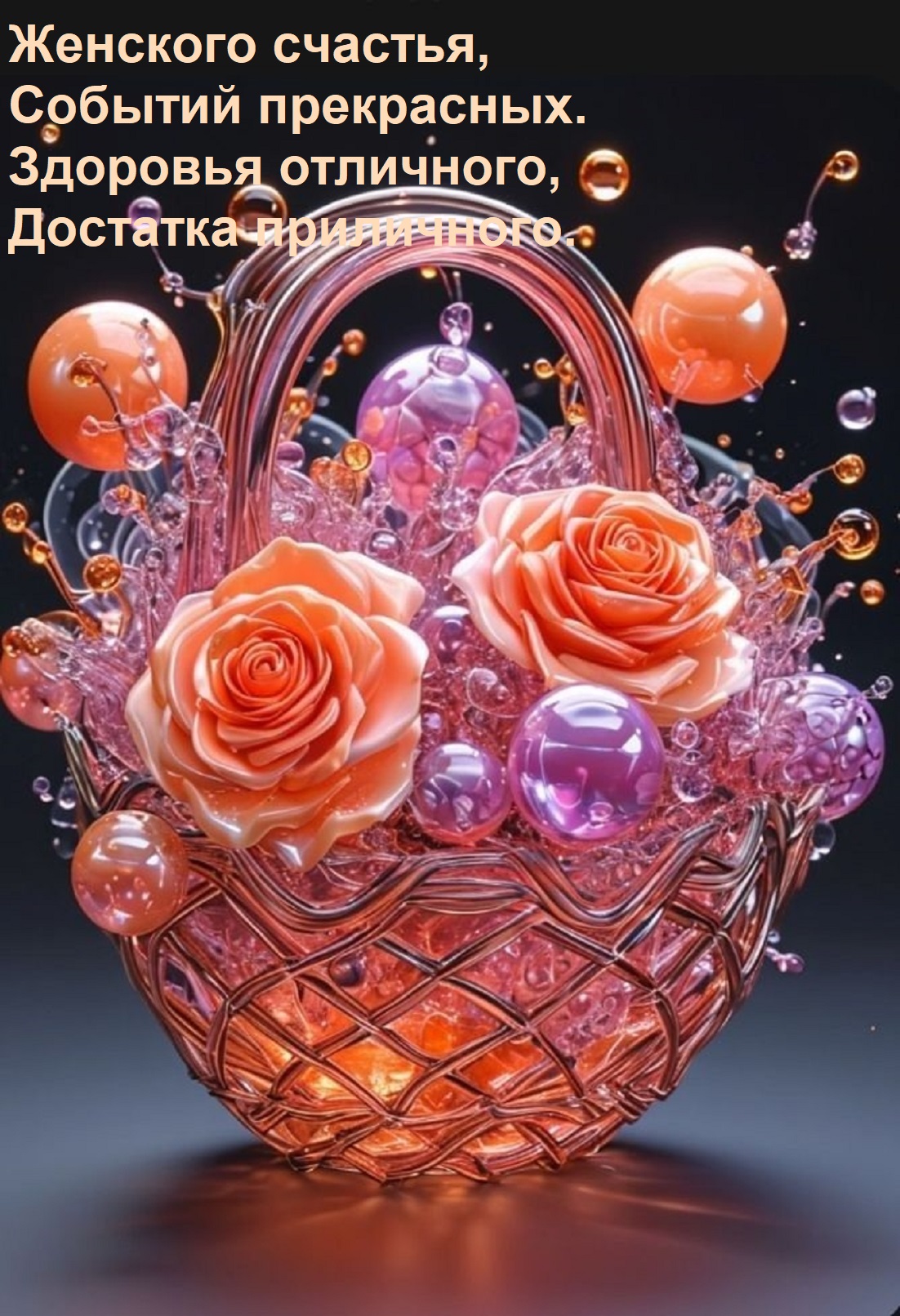 Открытка Женского счастья, Событий прекрасных. Здоровья отличного, Достатка приличного.