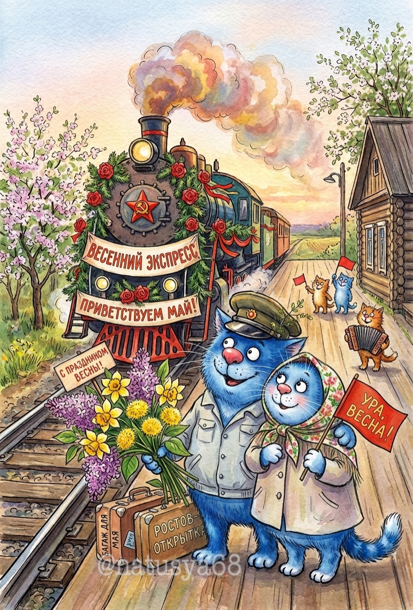 Открытка Май прибывает! Желаю тепла, улыбок и чудесного весеннего настроения! ✨