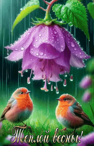 Анимированная открытка Теплой весны