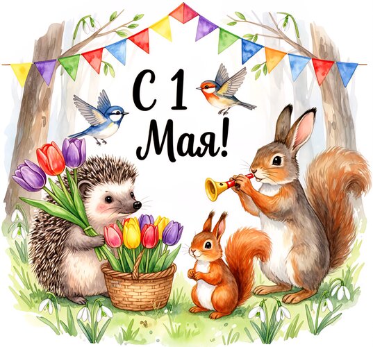 Открытка С 1 мая!