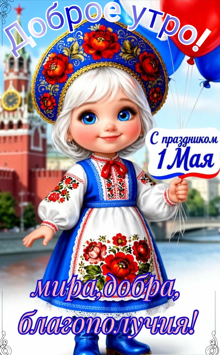 Открытка Доброе утро, с праздником 1 мая