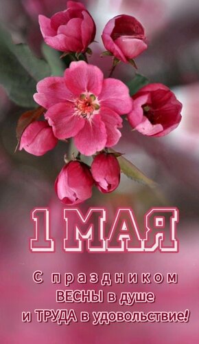 Открытка 1 Мая. С праздником весны в душе и труда в удовольствие