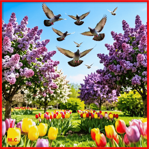 Анимированная открытка С цветущим маем!, (М. С.)