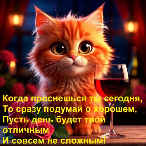 Открытка Когда проснешься ты сегодня, То сразу подумай о хорошем, Пусть день будет твой отличным И совсем не