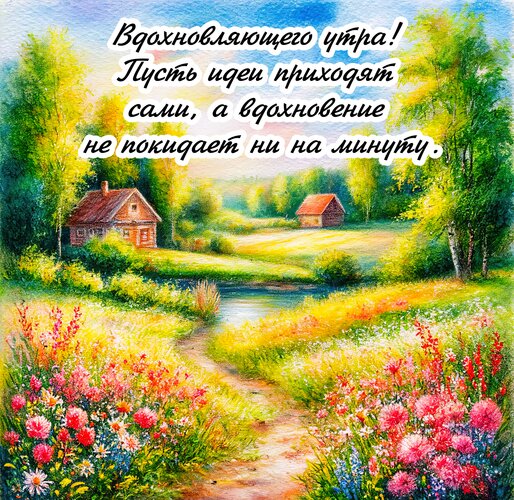 Открытка Вдохновляющего утра! Пусть идеи приходят сами, а вдохновение не покидает ни на минуту.