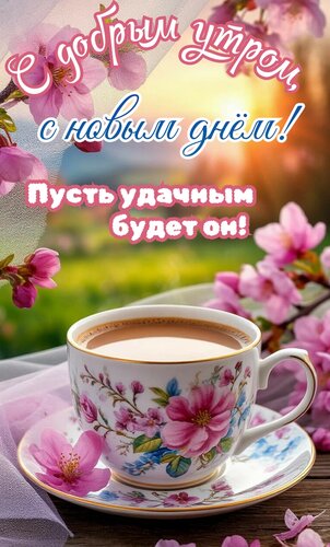 Открытка С добрым утром, с новым днём! Пусть удачным будет он