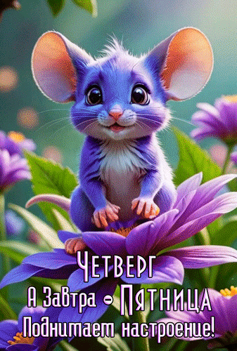 Анимированная открытка Четверг. А завтра - Пятница, поднимает настроение!