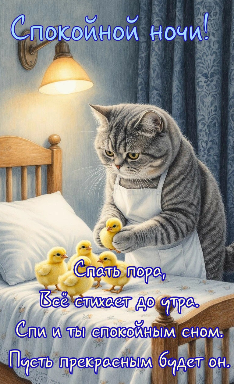Открытка Спокойной ночи. Спать пора, всё стихает до утра