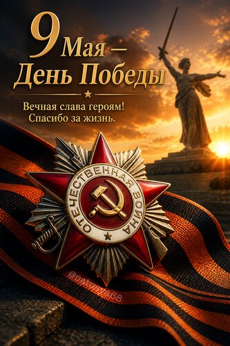Открытка 9 мая День Победы! Вечная слава героям! Спасибо за жизнь!