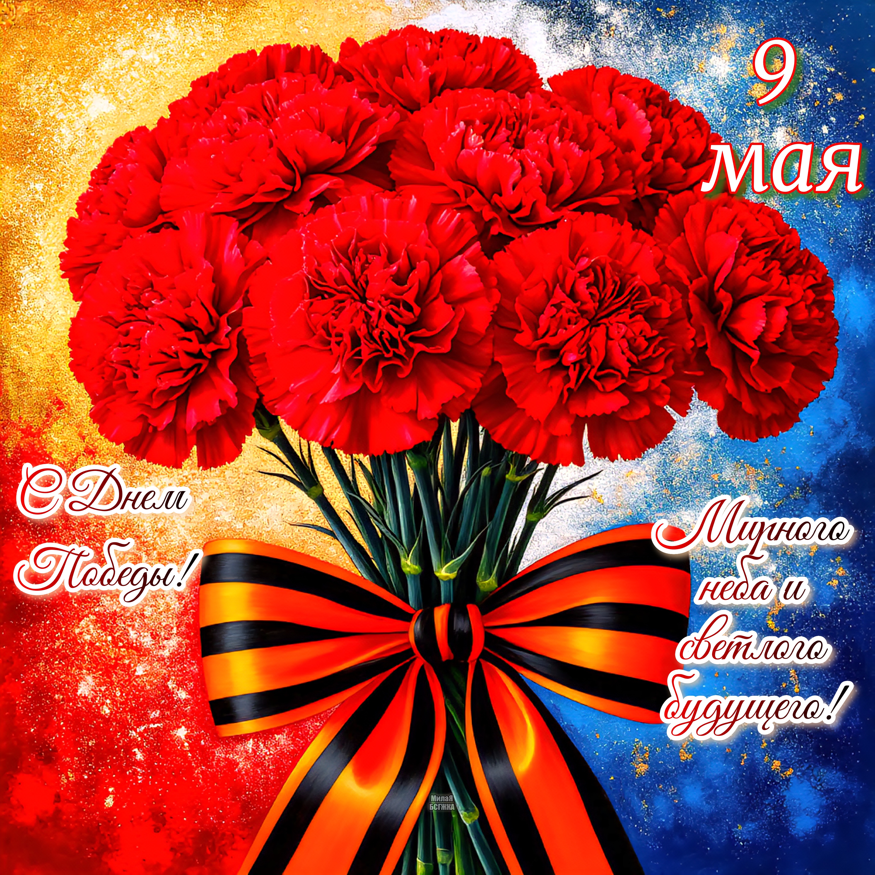Открытка С днем победы! Мирного неба и светлого будущего! 9 мая