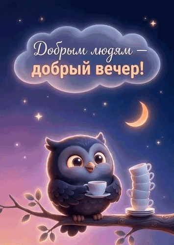 Анимированная открытка Добрым людям - Добрый вечер!
