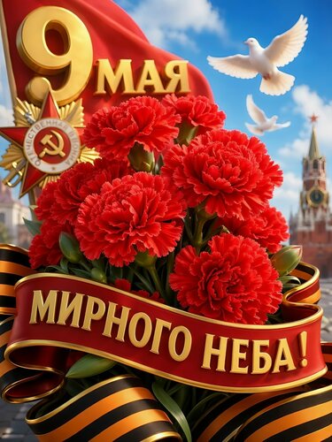 Открытка 9 мая мирного неба