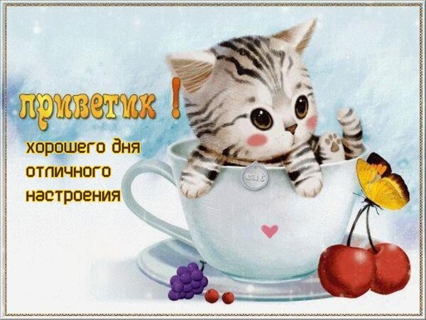 Открытка Приветик! Хорошего дня отличного настроения