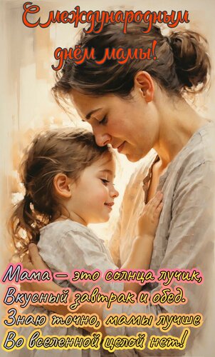 Открытка С международным днём матери. Мама- это солнца лучик