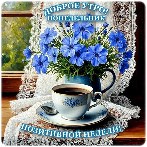 Открытка ДОБРОЕ УТРО! ПОНЕДЕЛЬНИК