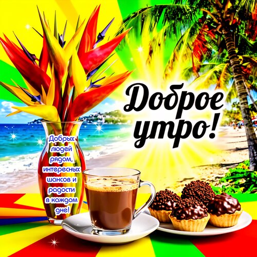Открытка Доброе утро! Добрых людей рядом, интересных шансов и радости в каждом дне!