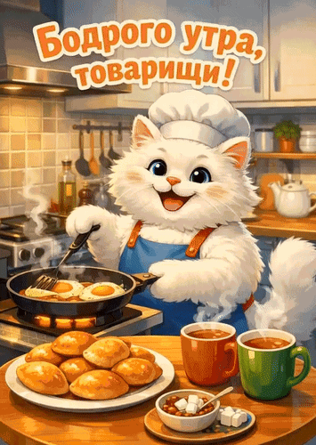 Анимированная открытка Бодрого утра, товарищи!