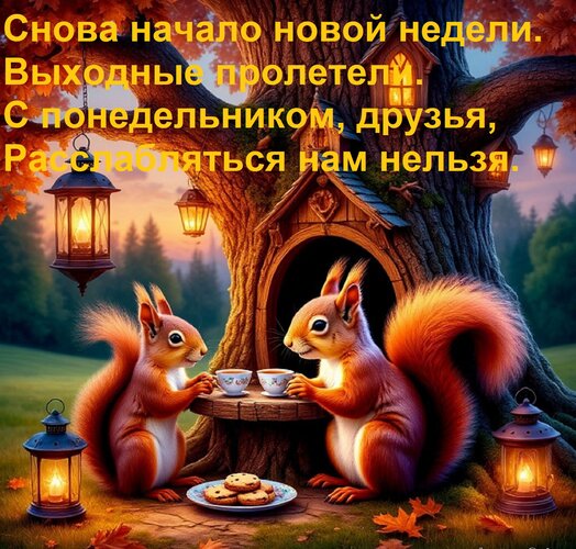 Открытка Снова начало новой недели. Выходные пролетели. С понедельником, друзья, Расслабляться нам нельзя.
