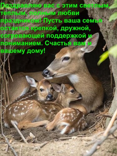 Открытка Поздравляю вас с этим светлым, теплым, полным любви праздником! Пусть ваша семья остается крепкой,