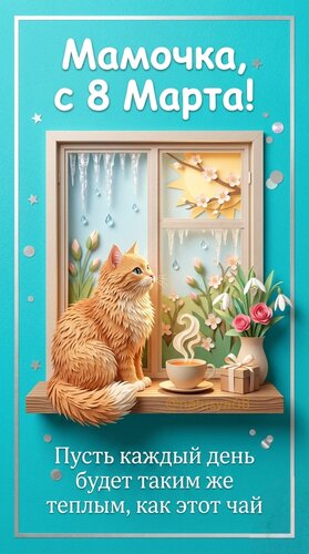 Открытка Мамочка, с 8 марта. Пусть каждый день будет таким же теплым, как чай.