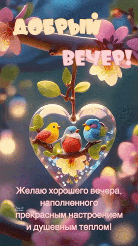 Анимированная открытка Добрый вечер! Желаю хорошего вечера, наполненного прекрасным настроением и душевным теплом!