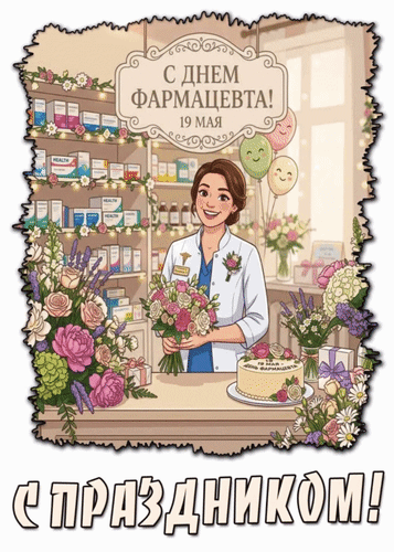 Анимированная открытка 19 мая С днём фармацевта! С праздником!