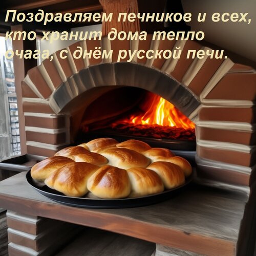 Открытка Поздравляем печников и всех, кто хранит дома тепло очага, с днём русской печи.
