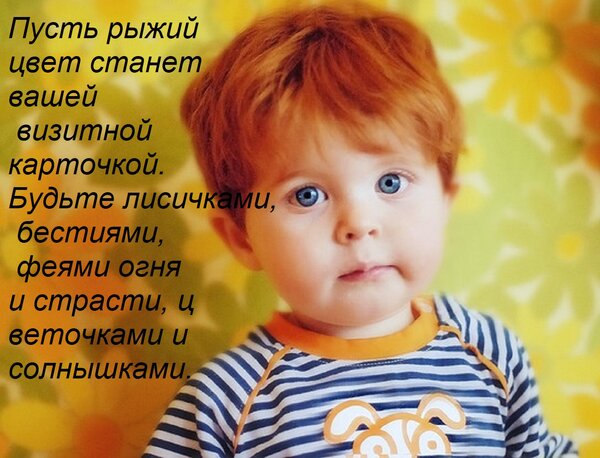 Открытка Пусть рыжий цвет станет вашей визитной карточкой. Будьте лисичками, бестиями, феями огня и страсти,