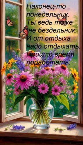 Открытка Наконец-то понедельник. Ты ведь тоже не бездельник. И от отдыха надо отдыхать. Пришло время поработа