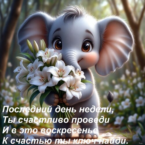 Открытка Последний день недели, Ты счастливо проведи И в это воскресенье К счастью ты ключ найди.