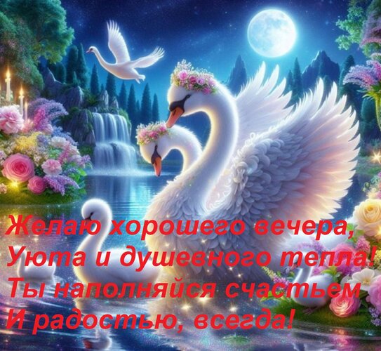 Открытка Желаю хорошего вечера, Уюта и душевного тепла! Ты наполняйся счастьем И радостью, всегда!