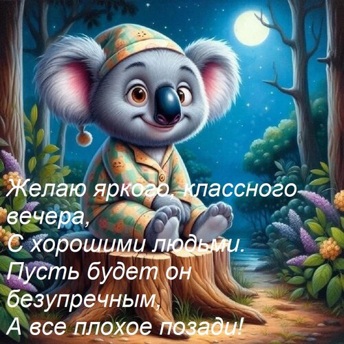 Открытка Желаю яркого, классного вечера, С хорошими людьми. Пусть будет он безупречным, А все плохое позади!