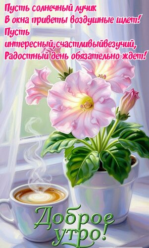 Открытка Доброе утро. Пусть солнечный лучик в окна приветы воздушные шлёт!