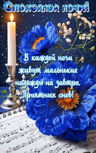 Открытка В каждой ночи живут маленькие надежды на завтра. Приятных снов!