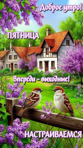 Открытка Доброе утро. Пятница. Впереди-выходные. Настраиваемся.