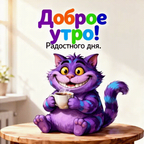 Анимированная открытка Доброе утро! Радостного дня.