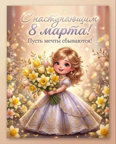 Открытка С наступающим 8 Марта. Пусть мечты сбываются!