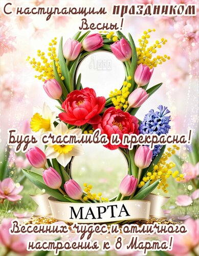 Открытка С наступающим 8 марта