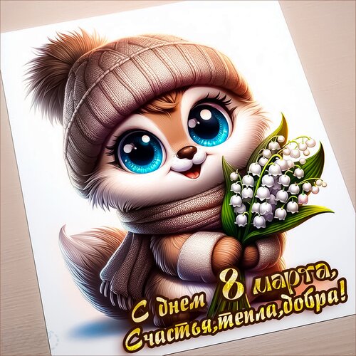 Открытка С днем 8 марта! Счастья, тепла, добра!