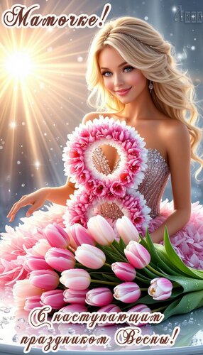 Открытка С наступающим праздником Весны! Мамочке.