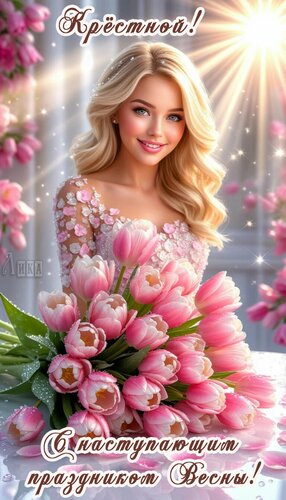 Открытка С наступающим 8 Марта Крестной