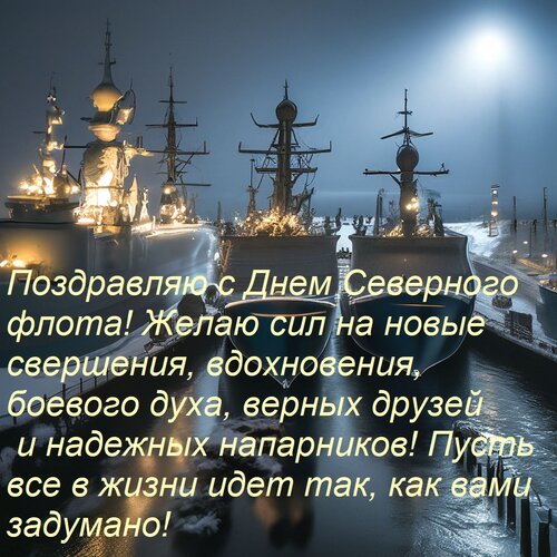 Открытка Поздравляю с Днем Северного флота! Желаю сил на новые свершения, вдохновения, боевого духа, верных
